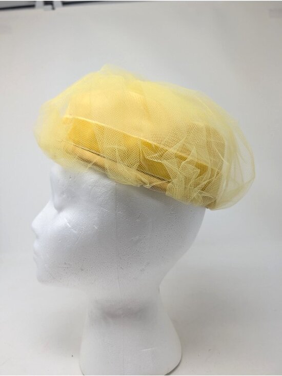 Vintage 60s Yellow Netting Hat Cloche Union Made main image 7